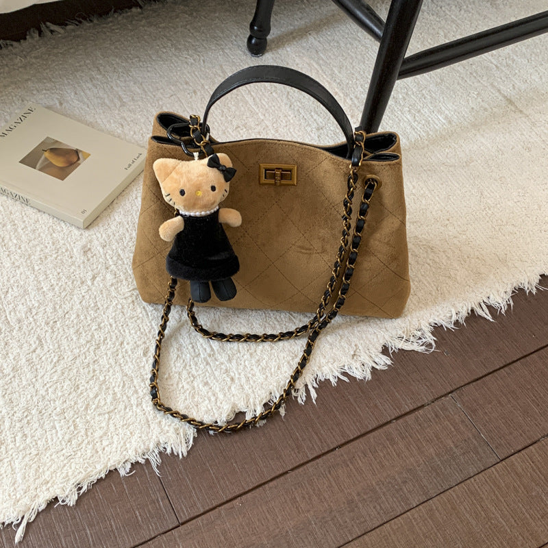 Vintage Suede Bag 2025 New Commuter Women's Shoulder Crossbody Bag Large Capacity Handbag Tote Bag