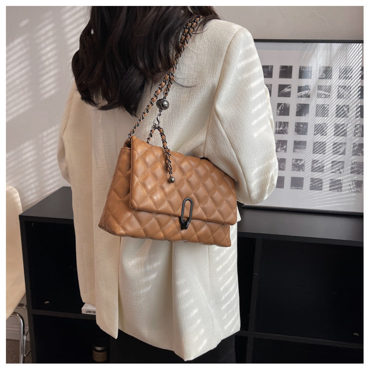 High-Quality Texture Bag for Women Autumn Winter 2025 New Trendy Fashion Quilted Chain Bag Niche Ladies Single Shoulder Crossbody Bag