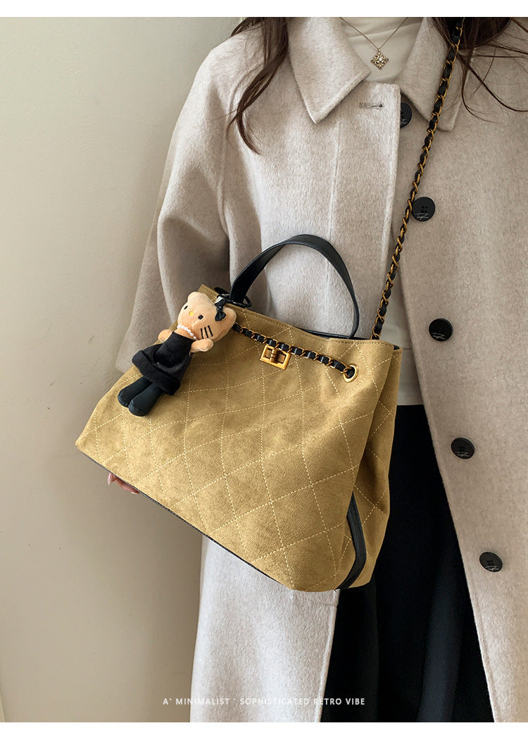 Vintage Suede Bag 2025 New Commuter Women's Shoulder Crossbody Bag Large Capacity Handbag Tote Bag