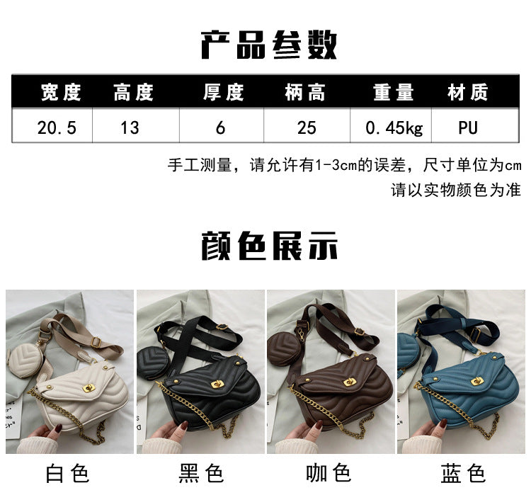 2022 New Women's Crossbody Bag Summer Shoulder Bag Trendy Small Niche Design Chain Embroidery Zipper Bag