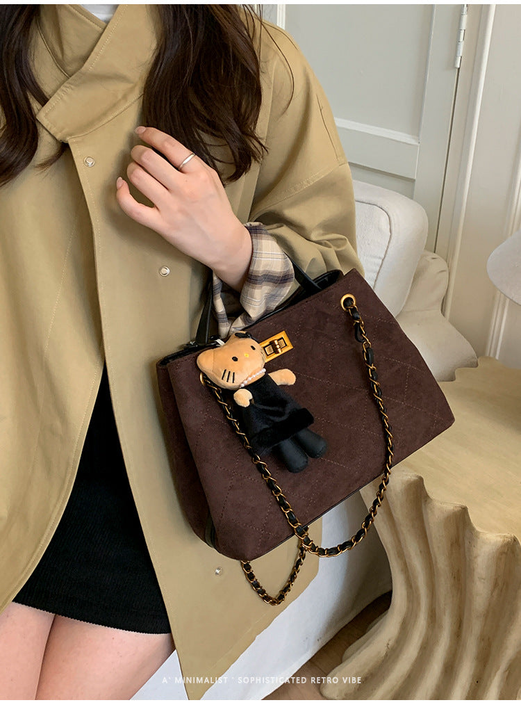 Vintage Suede Bag 2025 New Commuter Women's Shoulder Crossbody Bag Large Capacity Handbag Tote Bag