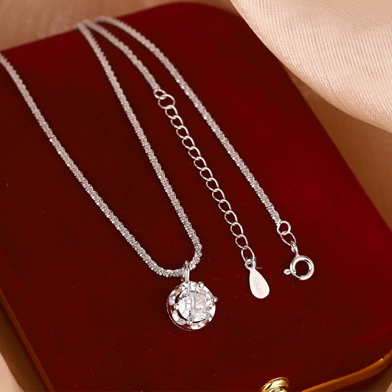 Premium S925 Sterling Silver Moissanite Pendant Necklace for Women | Gift for Her