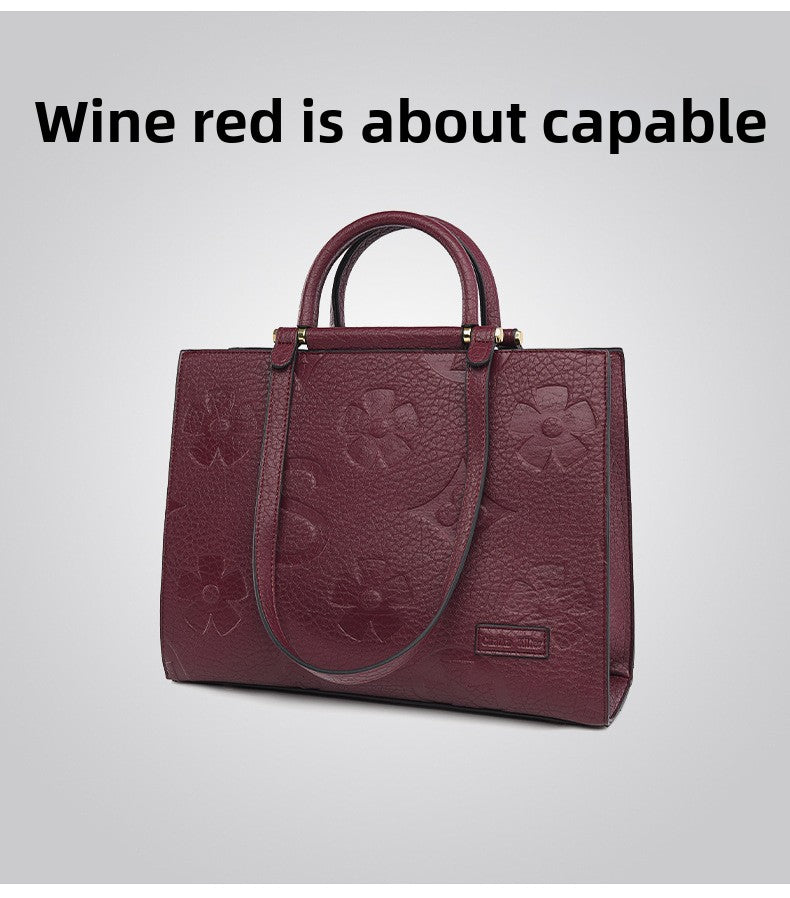 Fashionable Embossed Large Tote Bag Simple Large Capacity Commuter Bag for Women Cross-Border Hot-Selling Microfiber Leather Tote Bag