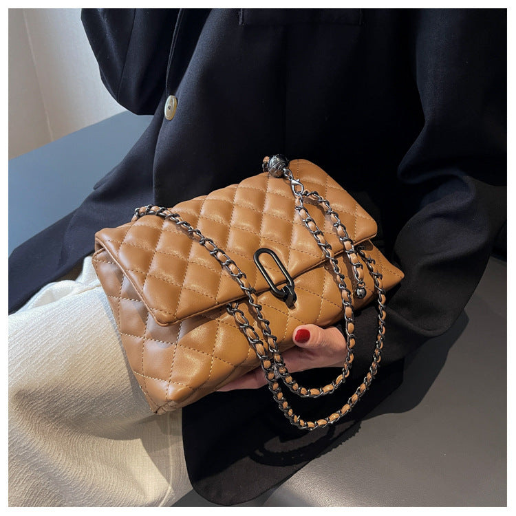 High-Quality Texture Bag for Women Autumn Winter 2025 New Trendy Fashion Quilted Chain Bag Niche Ladies Single Shoulder Crossbody Bag