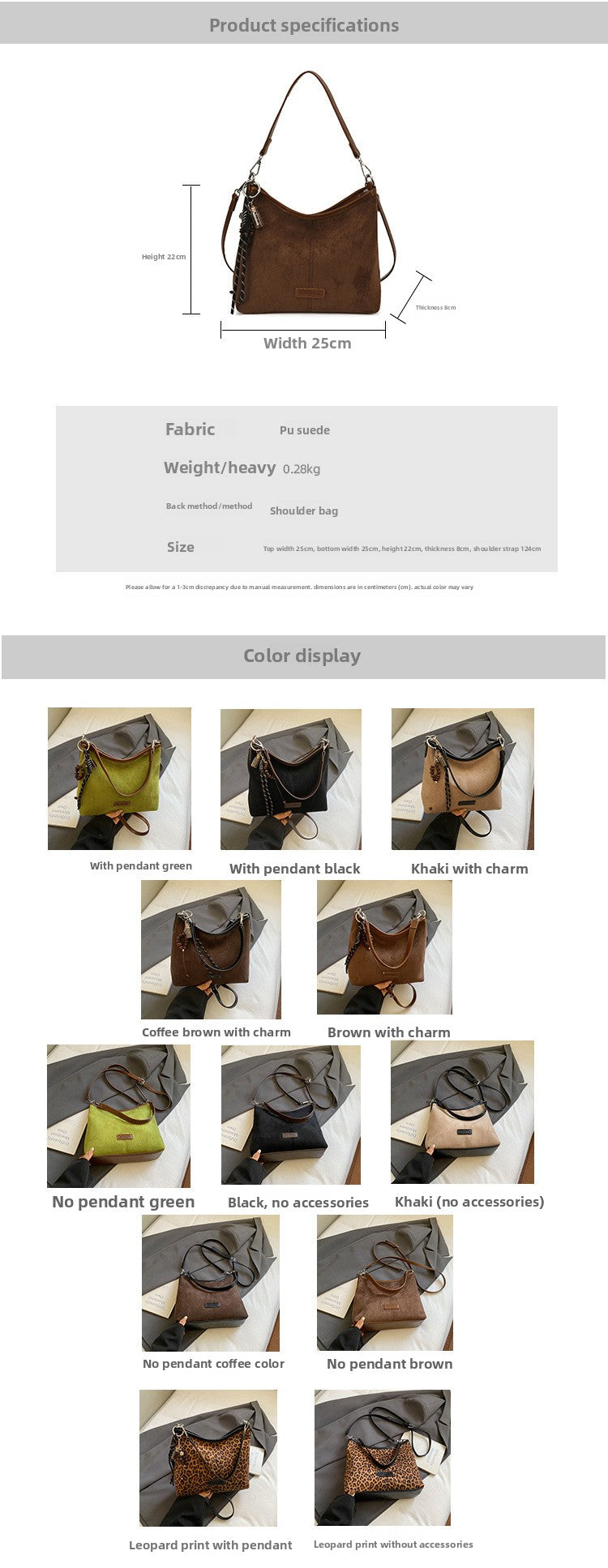 Vintage Suede Crossbody Bag for Women