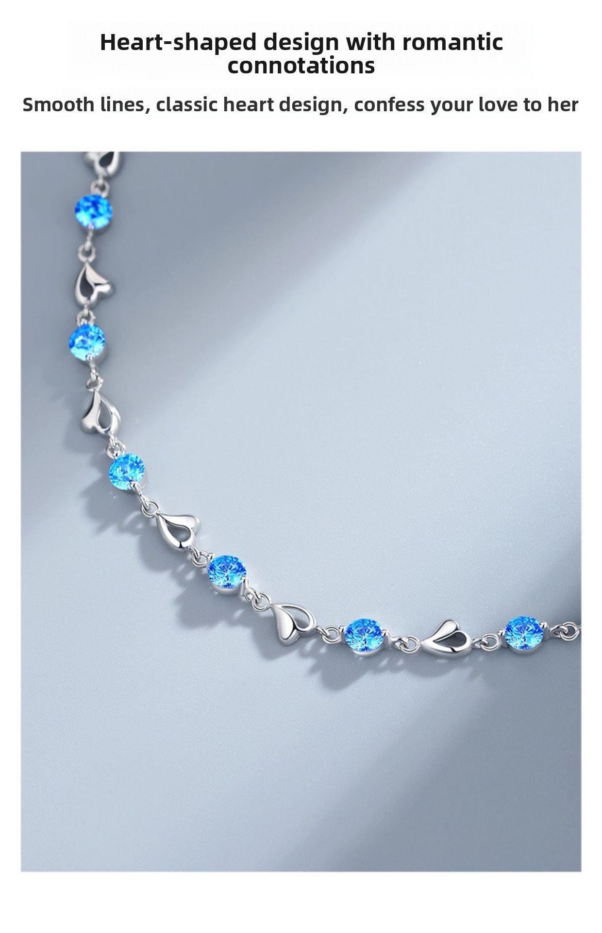 Ocean Heart Bracelet for Women, Light Luxury Niche Design, High-End Feel, Simple Sweet Temperament, Fresh Style, Gift for Best Friend