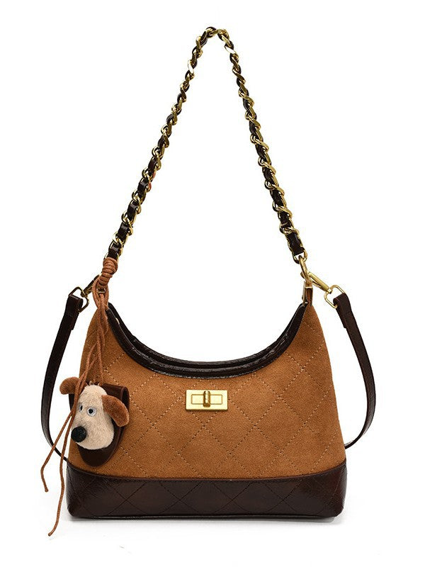 Chanel Style Retro Large Capacity Tote Bag for Women 2025 New Color-Block Chain Underarm Bag Versatile Handbag Shoulder Bag