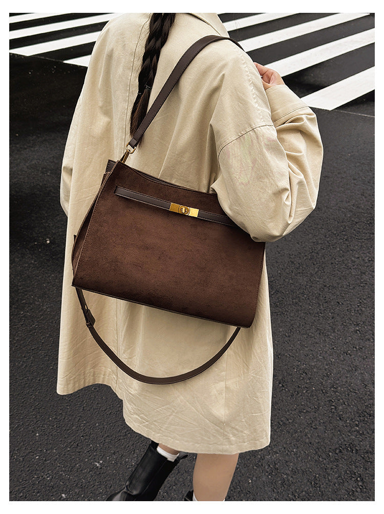 Tote Bag Autumn Winter High-end Matte Women's Bag New Large Capacity Simple Commuter Bag Cross-border Single Shoulder Crossbody Bag