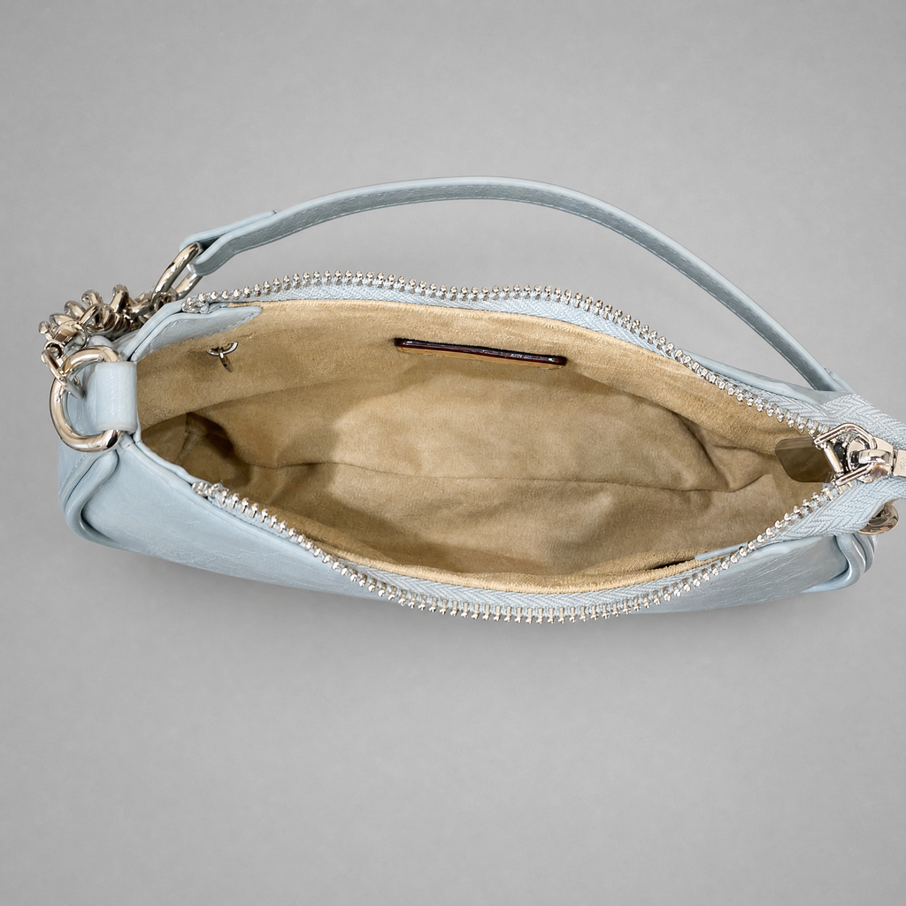 BELLAITY Light Blue Vegan Leather Chain Shoulder Bag Crossbody Purse