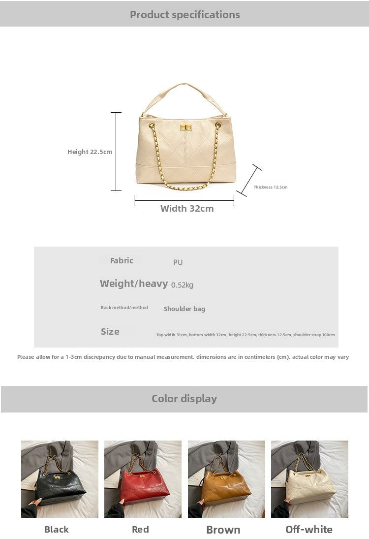 Commuting Large Capacity Bag for Women 2025 New Fashion Versatile Chain Shoulder Crossbody Bag High-end Handbag