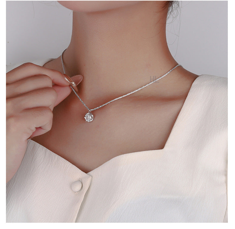 S925 Sterling Silver Necklace for Women 2024 New Hot-Selling Collarbone Chain Elegant Light Luxury Niche High-End Neck Chain Accessory