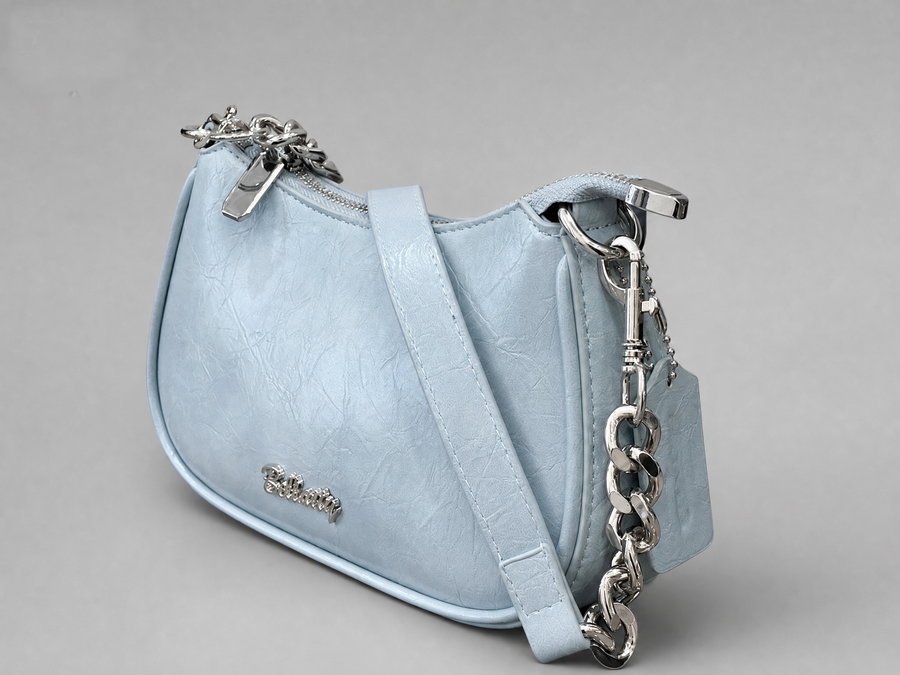 BELLAITY Light Blue Vegan Leather Chain Shoulder Bag Crossbody Purse
