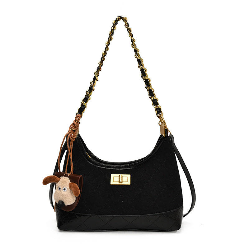 Chanel Style Retro Large Capacity Tote Bag for Women 2025 New Color-Block Chain Underarm Bag Versatile Handbag Shoulder Bag