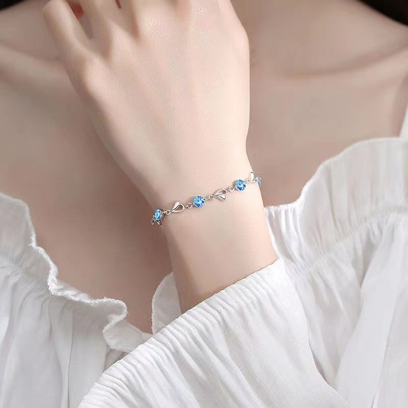 Ocean Heart Bracelet for Women, Light Luxury Niche Design, High-End Feel, Simple Sweet Temperament, Fresh Style, Gift for Best Friend