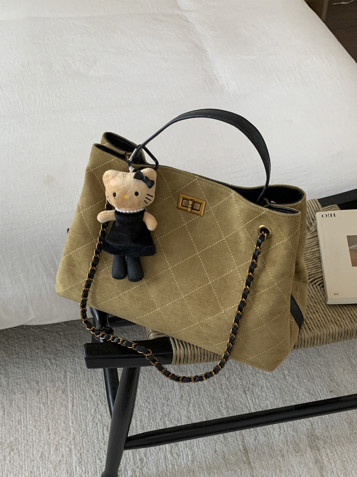 Vintage Suede Bag 2025 New Commuter Women's Shoulder Crossbody Bag Large Capacity Handbag Tote Bag