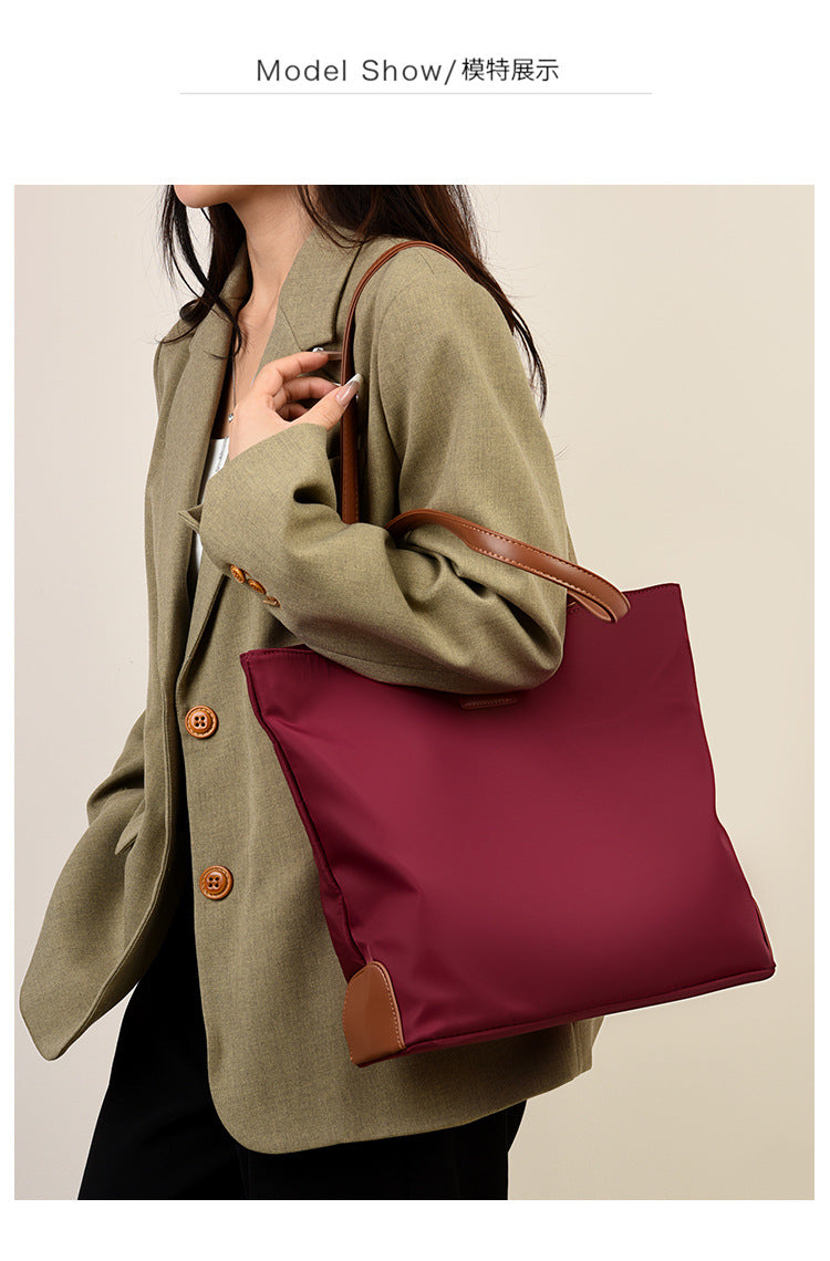 Simple Fashion Oxford Cloth Bag 2025 New Large Capacity High-End Tote Bag Casual Korean Style Women's Shoulder Bag