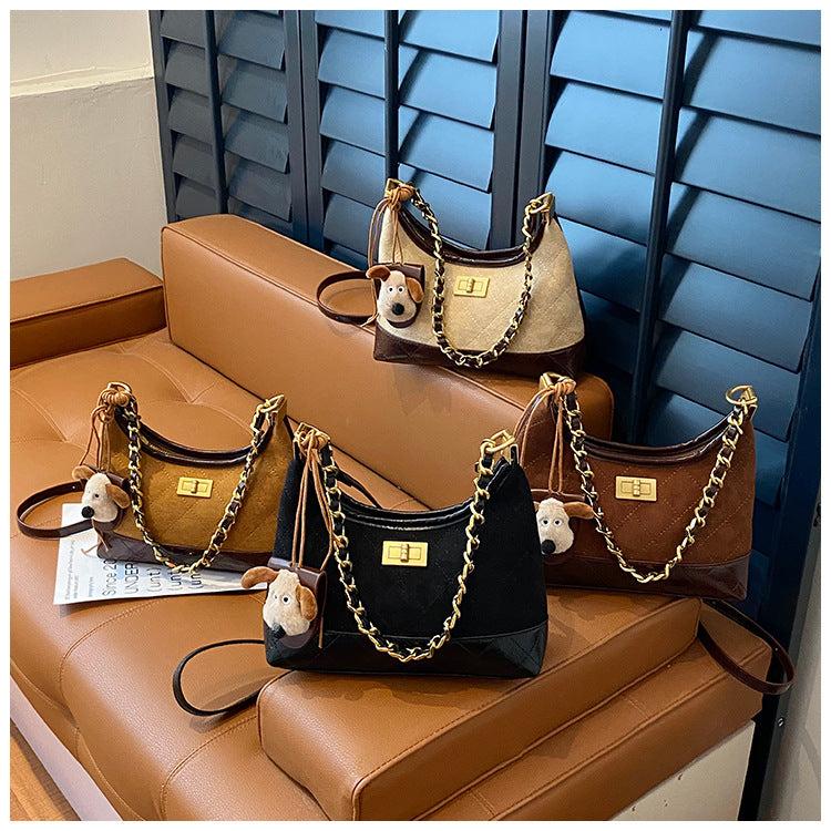 Chanel Style Retro Large Capacity Tote Bag for Women 2025 New Color-Block Chain Underarm Bag Versatile Handbag Shoulder Bag