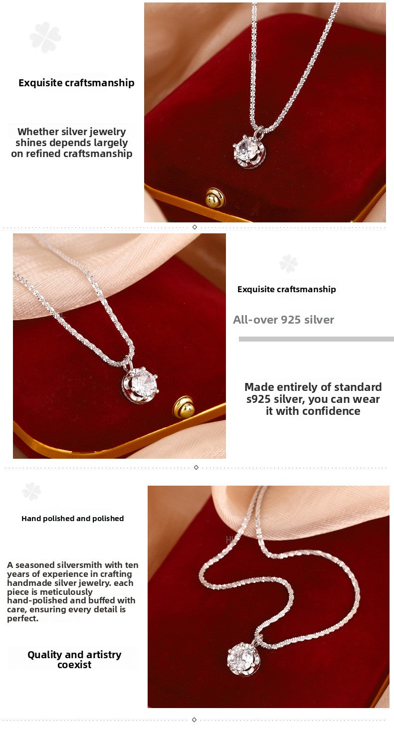 S925 Sterling Silver Necklace for Women 2024 New Hot-Selling Collarbone Chain Elegant Light Luxury Niche High-End Neck Chain Accessory