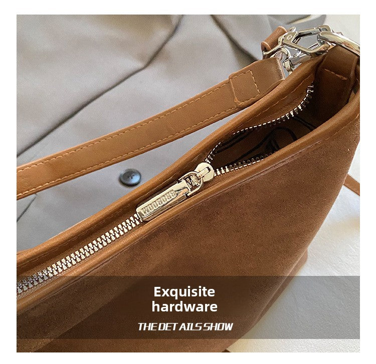 Vintage Suede Crossbody Bag for Women
