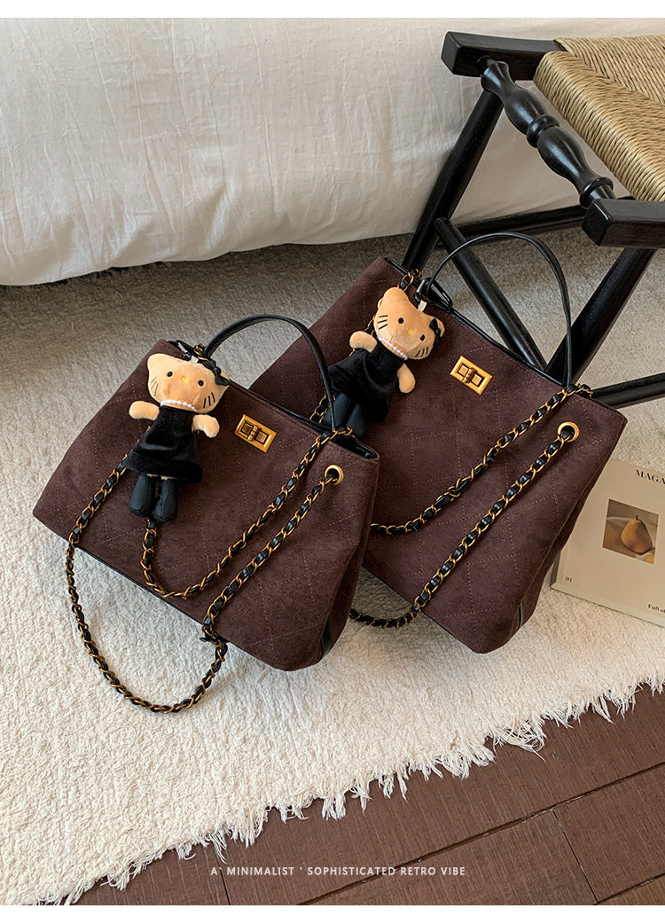 Vintage Suede Bag 2025 New Commuter Women's Shoulder Crossbody Bag Large Capacity Handbag Tote Bag