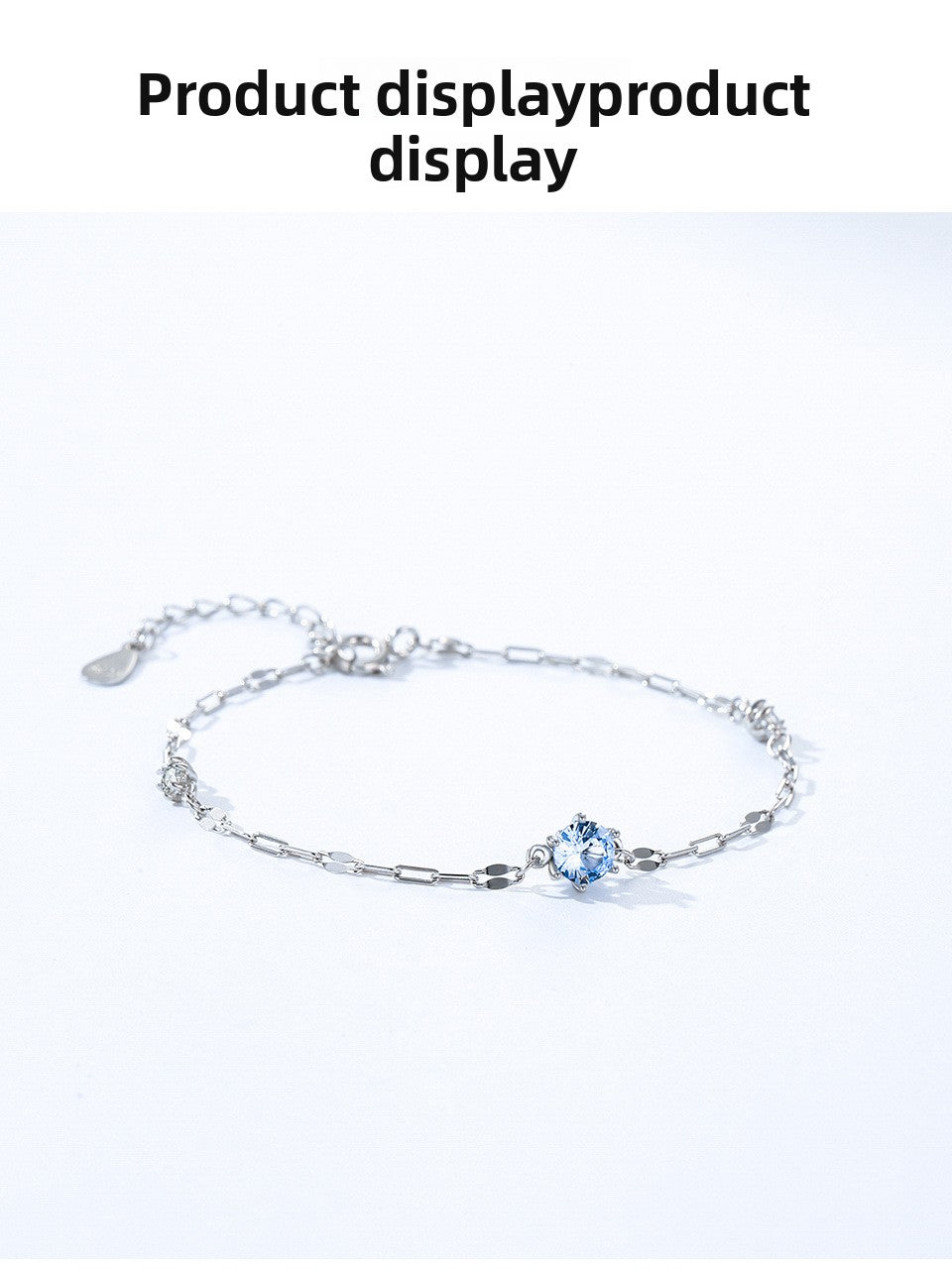 New 925 Sterling Silver Square Chain Blue Diamond Bracelet for Women Fashionable High-end Ins Style Personality Simple Jewelry
