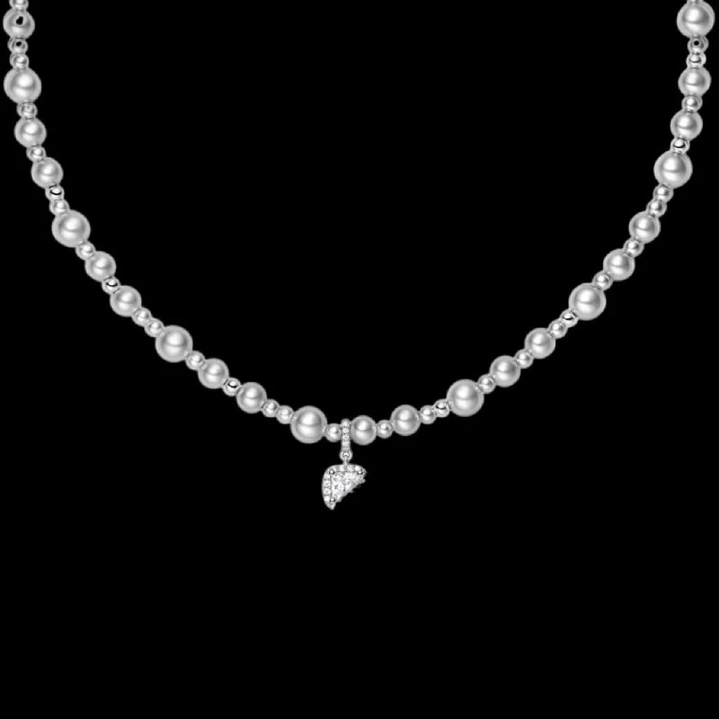 Pearl Bubble Sugar Cube Necklace for Women, Niche Design, High-End Feel, Light Luxury, Exquisite Versatile Collarbone Chain Necklace