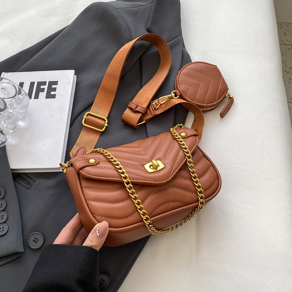 2022 New Women's Crossbody Bag Summer Shoulder Bag Trendy Small Niche Design Chain Embroidery Zipper Bag
