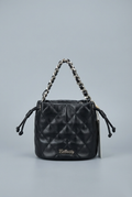 BELLAITY Black Vegan Leather Bucket Bag with Metal Chain Strap
