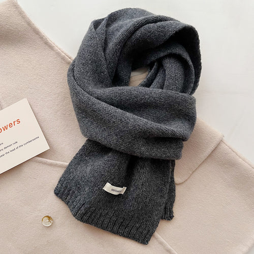 Pure Wool Scarf for Women - Plain Solid Color Shawl and Neck Warmer