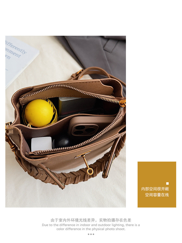 BELLAITY Vegan Leather Bucket Bag with Dual Straps - Versatile Top Handle & Crossbody Handbag