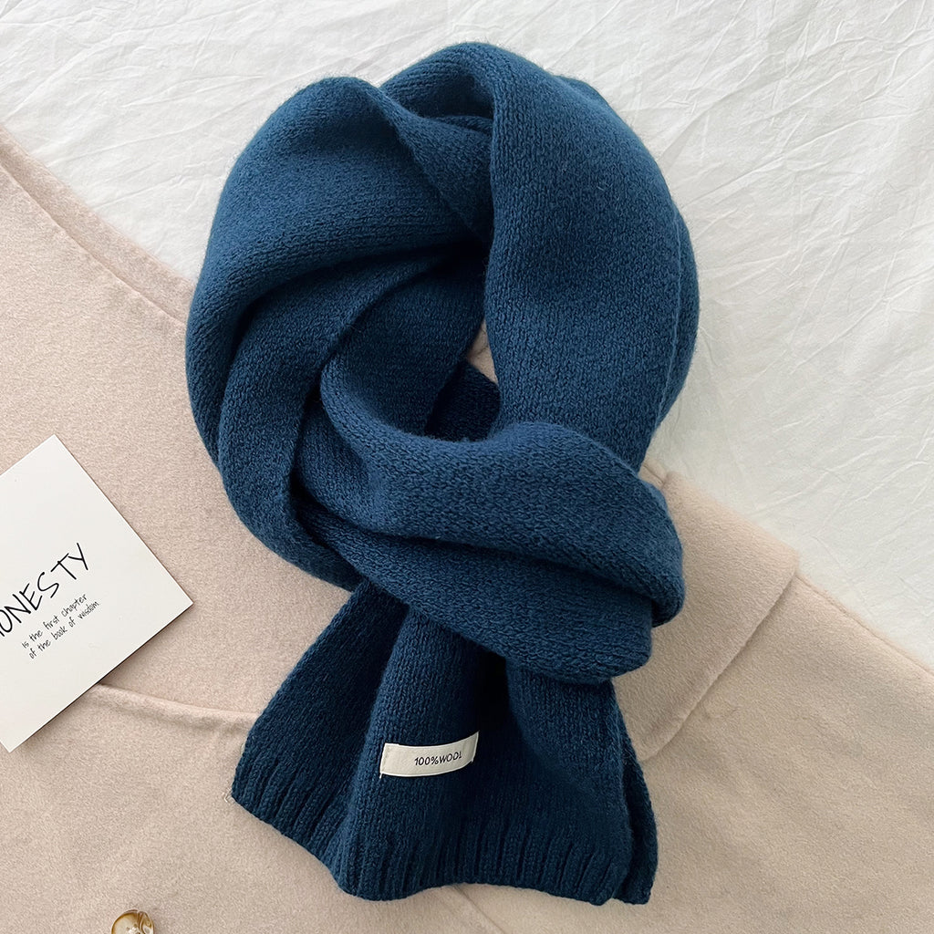 Pure Wool Scarf for Women - Plain Solid Color Shawl and Neck Warmer