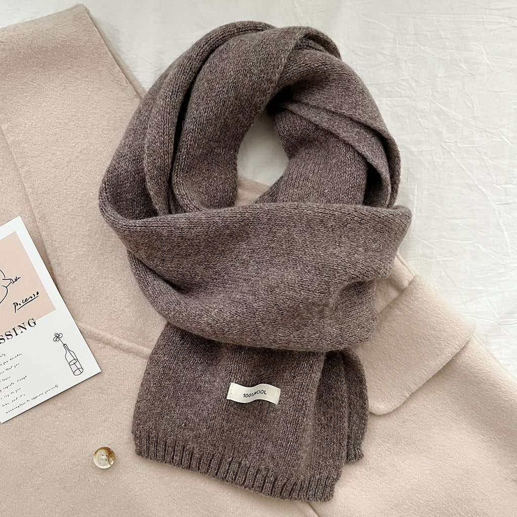 Pure Wool Scarf for Women - Plain Solid Color Shawl and Neck Warmer