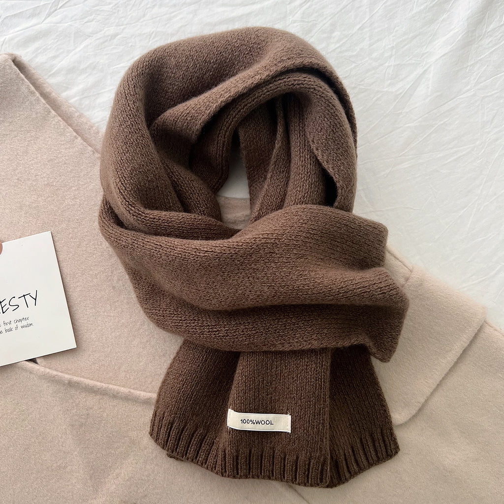 Pure Wool Scarf for Women - Plain Solid Color Shawl and Neck Warmer