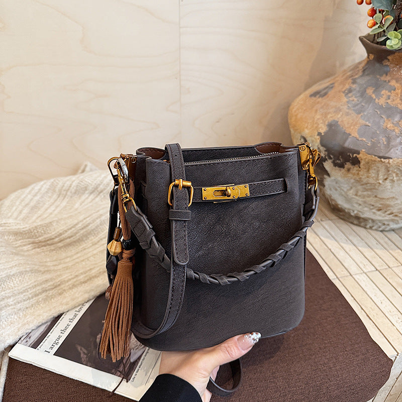 BELLAITY Vegan Leather Bucket Bag with Dual Straps - Versatile Top Handle & Crossbody Handbag