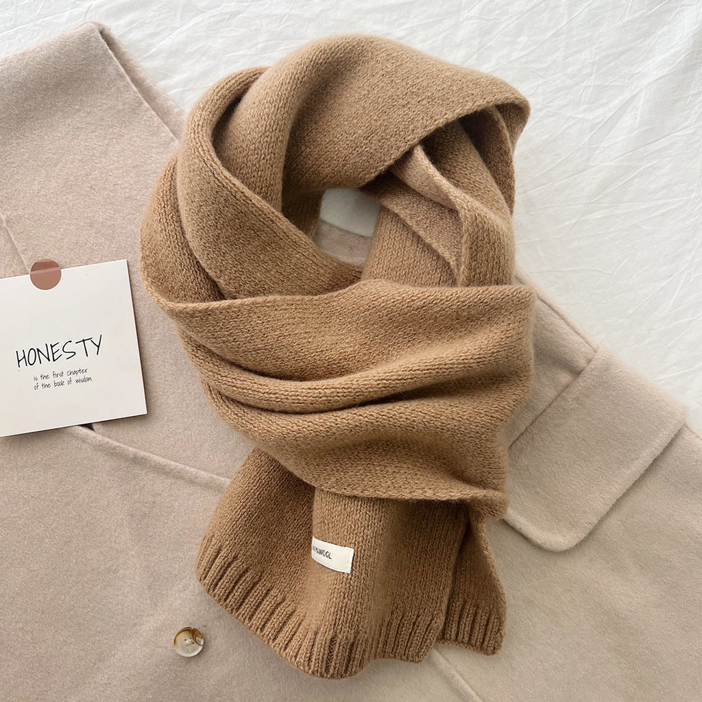 Pure Wool Scarf for Women - Plain Solid Color Shawl and Neck Warmer