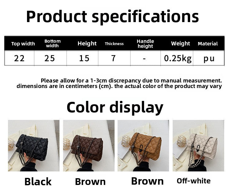 High-Quality Texture Bag for Women Autumn Winter 2025 New Trendy Fashion Quilted Chain Bag Niche Ladies Single Shoulder Crossbody Bag