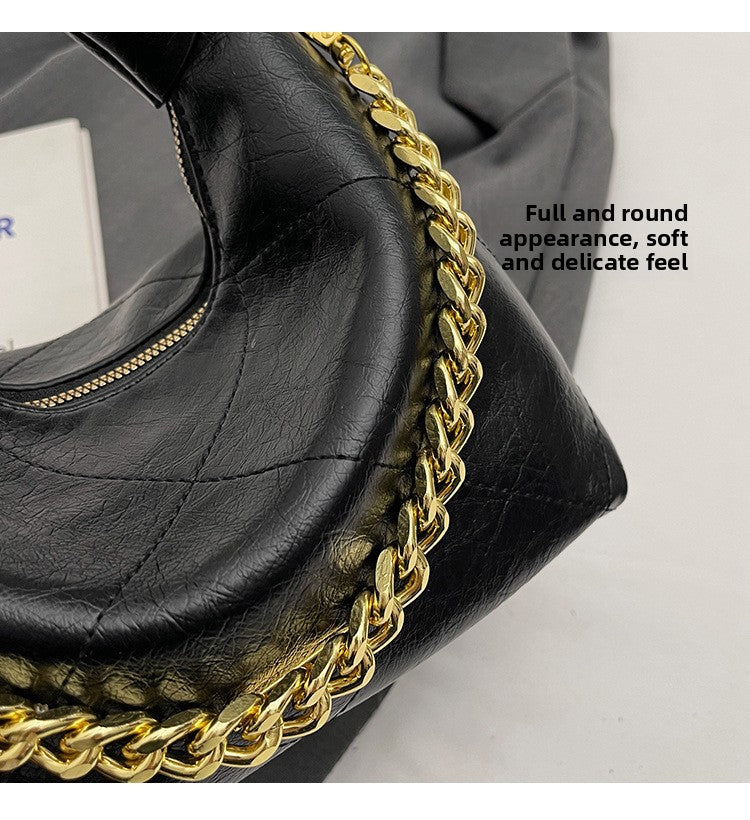 2025 New High-End Handbag Crossbody Bag Quilted Chain Handbag Design Soft Leather Dumpling Bag for Women