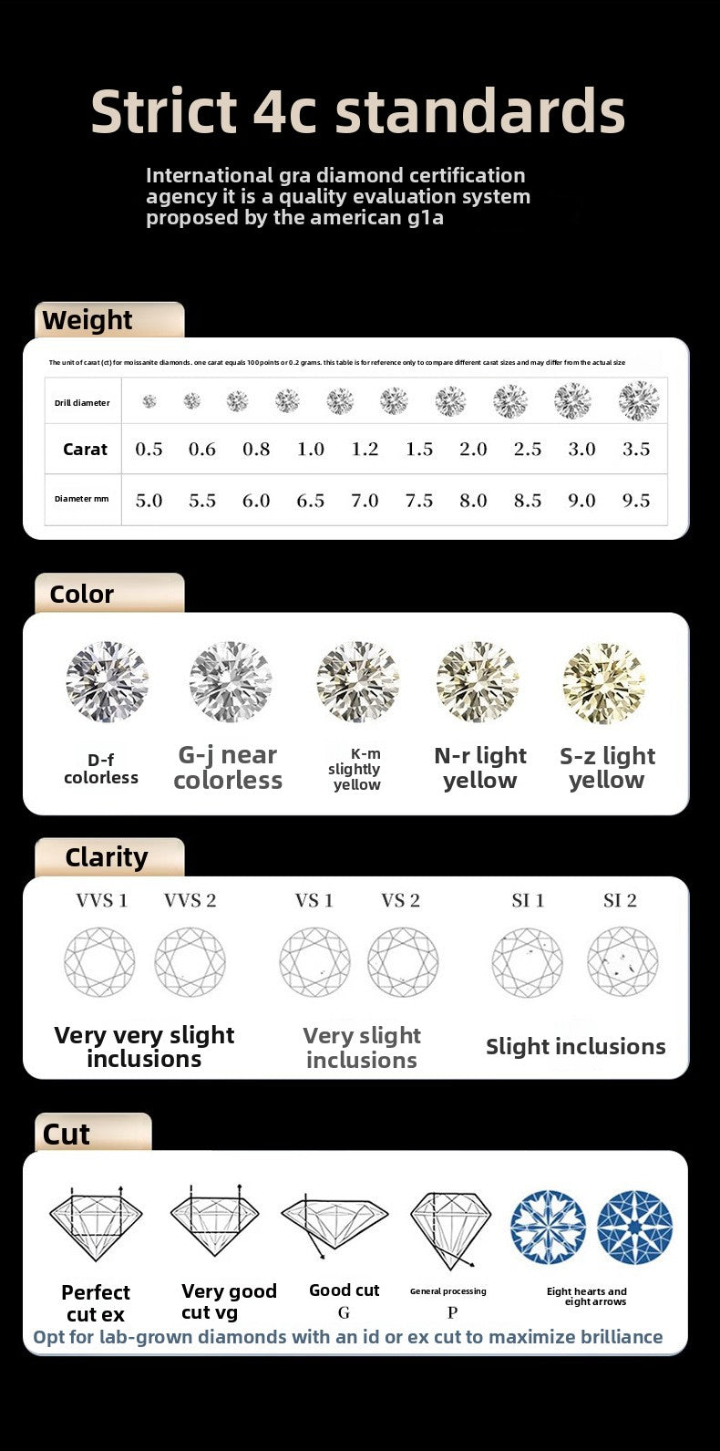 Moissanite Earrings for Men and Women, Pure Silver Six-Prong Ear Bone Studs, Elegant and Simple High-End Earrings, White Gold Ear Jewelry TK Cross-Border