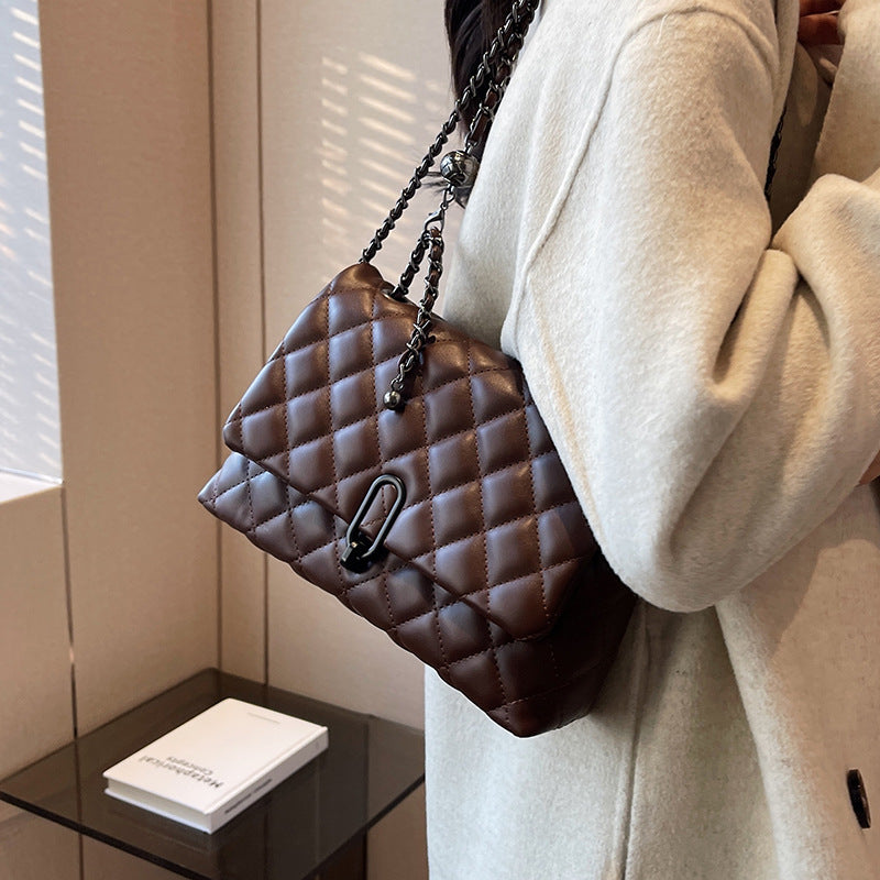 High-Quality Texture Bag for Women Autumn Winter 2025 New Trendy Fashion Quilted Chain Bag Niche Ladies Single Shoulder Crossbody Bag
