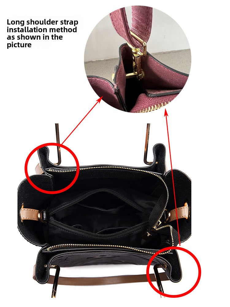 Handbag Cross-Border New Style Bag for Women High-End Large Capacity Tote Bag Fashion Embossed Commuter Mother-Daughter Bucket Bag