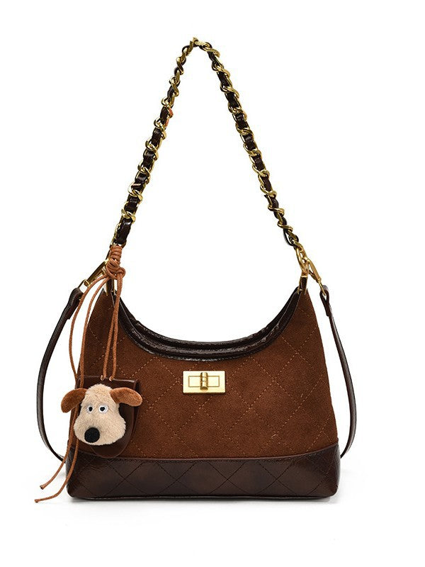 Chanel Style Retro Large Capacity Tote Bag for Women 2025 New Color-Block Chain Underarm Bag Versatile Handbag Shoulder Bag