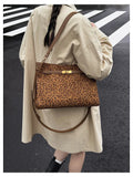BELLAITY 2026 New Suede Leopard Print Tote Bag for Women