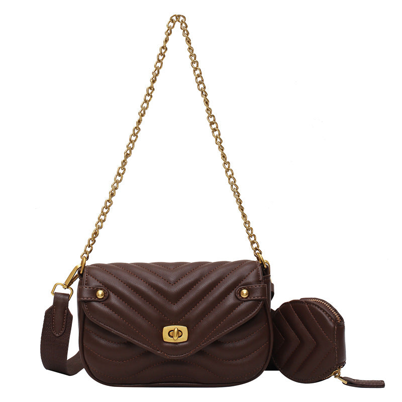 2022 New Women's Crossbody Bag Summer Shoulder Bag Trendy Small Niche Design Chain Embroidery Zipper Bag