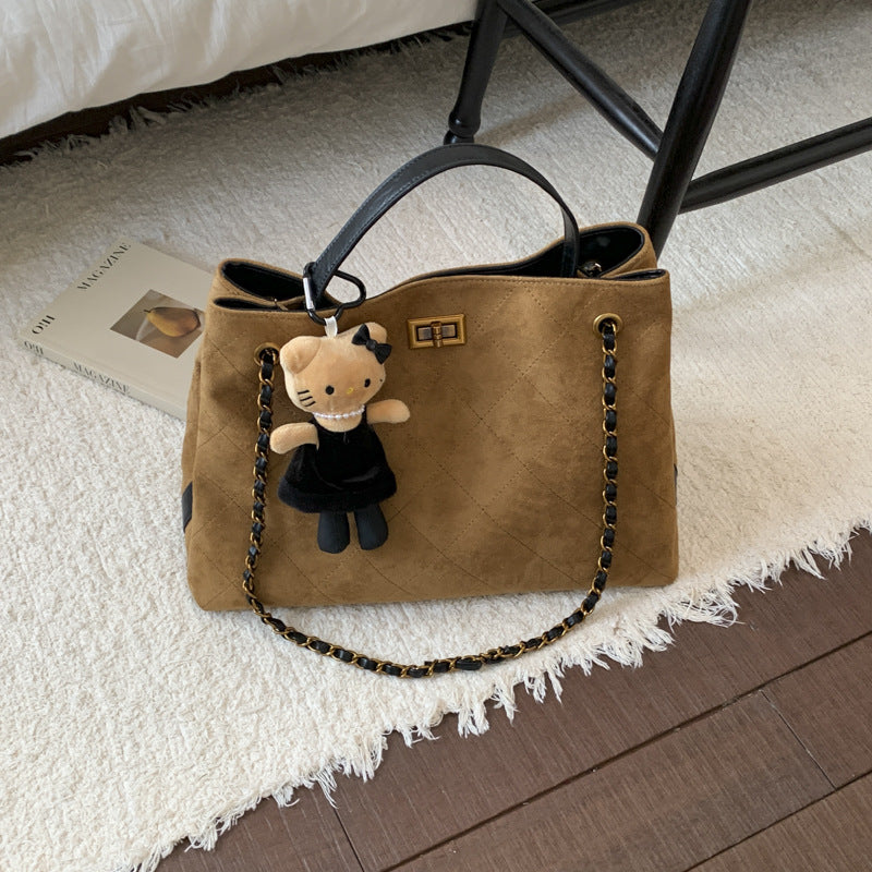 Vintage Suede Bag 2025 New Commuter Women's Shoulder Crossbody Bag Large Capacity Handbag Tote Bag