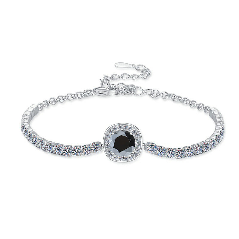 Cross-Border Hot Sale Pure Silver Bracelet Fashion High-End Colorful Zircon Moissanite Lobster Clasp Adjustable Jewelry for Women Wholesale