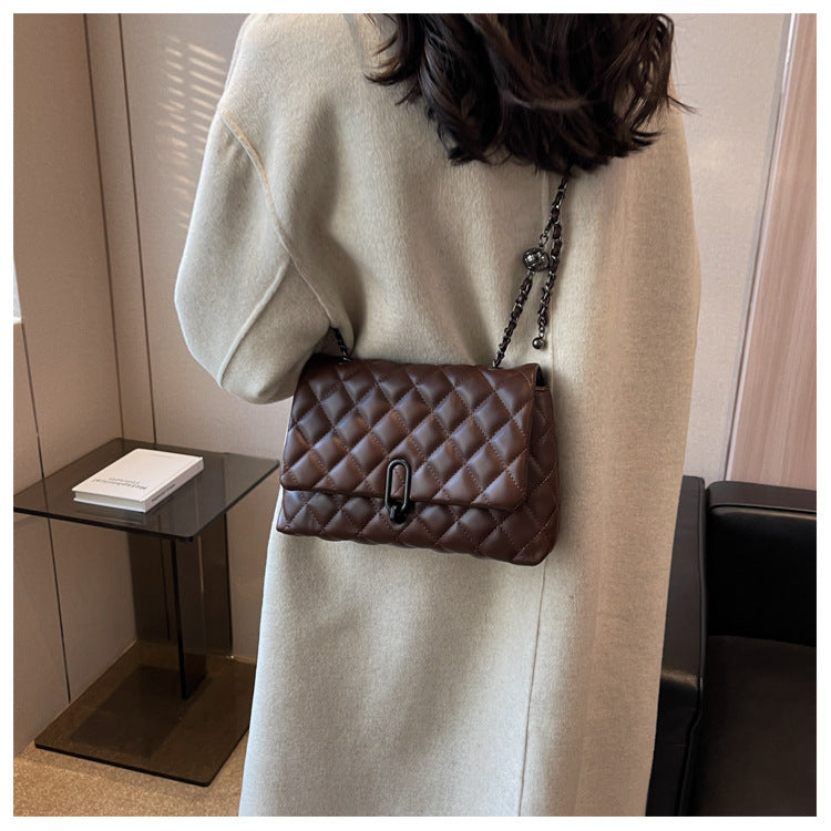 High-Quality Texture Bag for Women Autumn Winter 2025 New Trendy Fashion Quilted Chain Bag Niche Ladies Single Shoulder Crossbody Bag