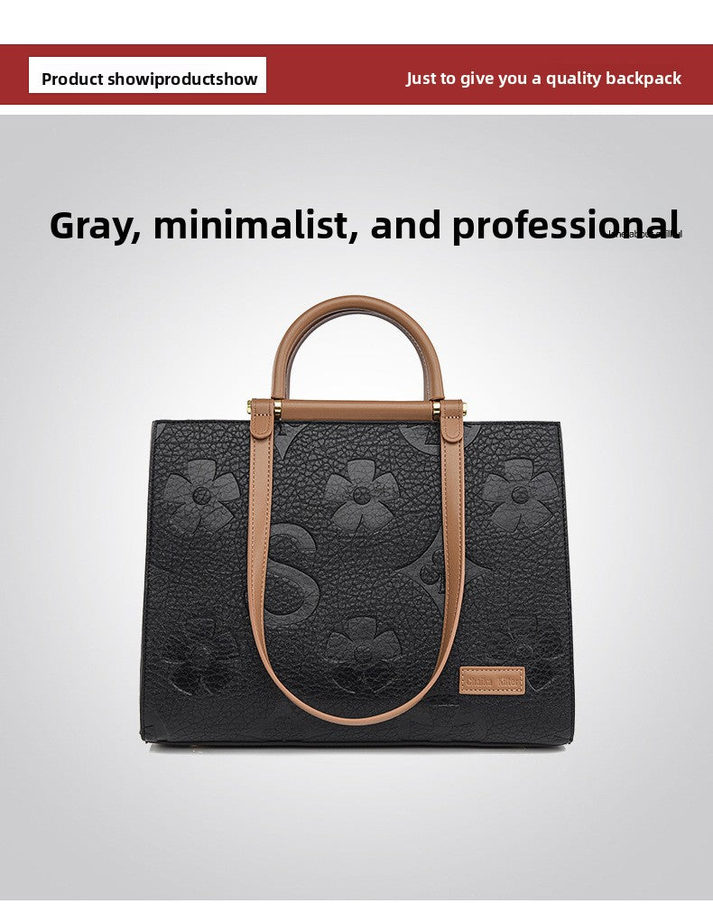 Fashionable Embossed Large Tote Bag Simple Large Capacity Commuter Bag for Women Cross-Border Hot-Selling Microfiber Leather Tote Bag
