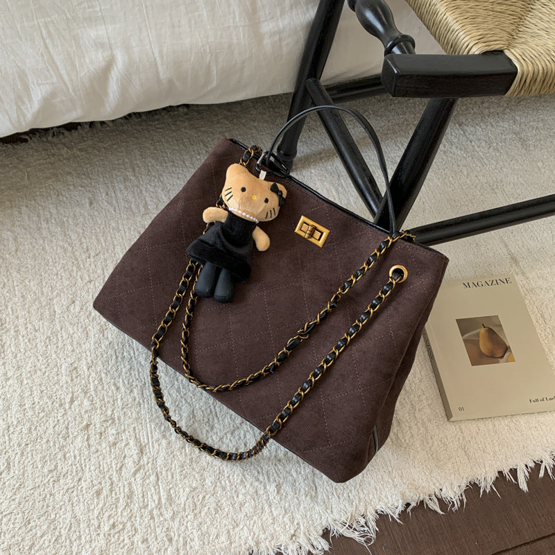 Vintage Suede Bag 2025 New Commuter Women's Shoulder Crossbody Bag Large Capacity Handbag Tote Bag