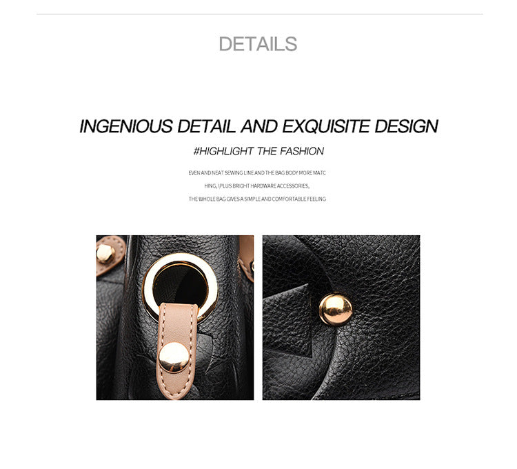 Handbag Cross-Border New Style Bag for Women High-End Large Capacity Tote Bag Fashion Embossed Commuter Mother-Daughter Bucket Bag