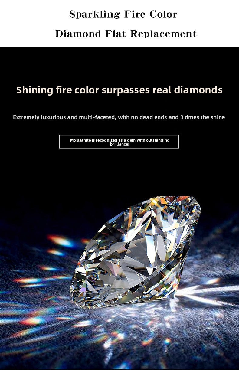 Moissanite Earrings for Men and Women, Pure Silver Six-Prong Ear Bone Studs, Elegant and Simple High-End Earrings, White Gold Ear Jewelry TK Cross-Border